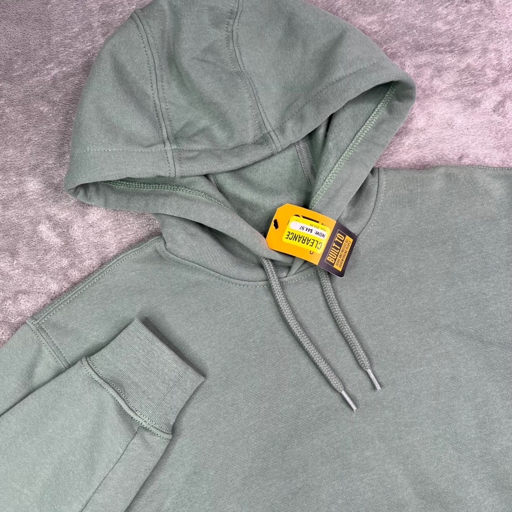 Carhartt K288 Logo Hoodie Mens XS Sage Green Graphic Sleeve Fleece Pullover